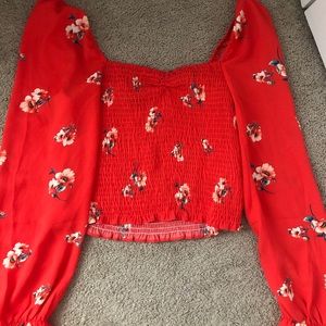 Flower square top shirt